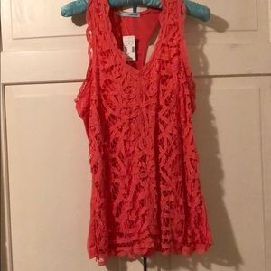 Coral crocheted racerback tank